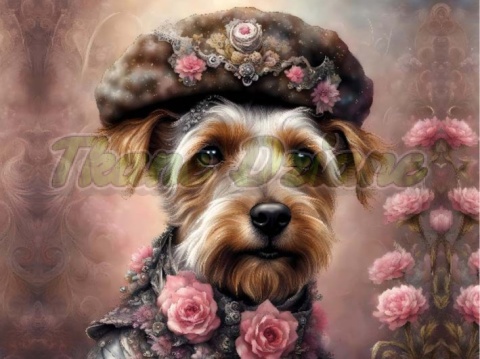 PANEL DRUKOWANY YORK SHIRE TERRIER W KAPELUSZU NR 12