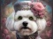 PANEL DRUKOWANY BICHON FRIESE W KAPELUSZU NR 16