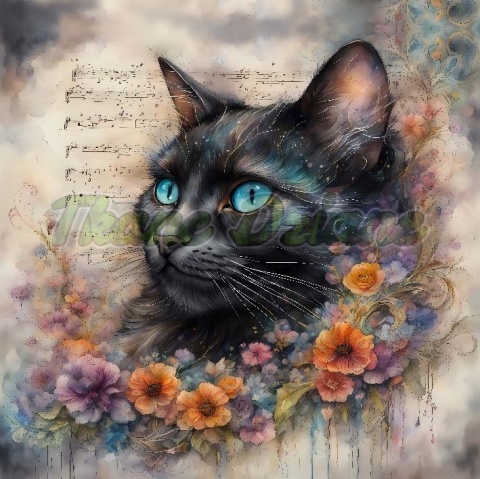 PANEL DRUKOWANY CZARNY KOT NR 8