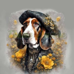 PANEL DRUKOWANY BASSET W KAPELUSZU NR 14