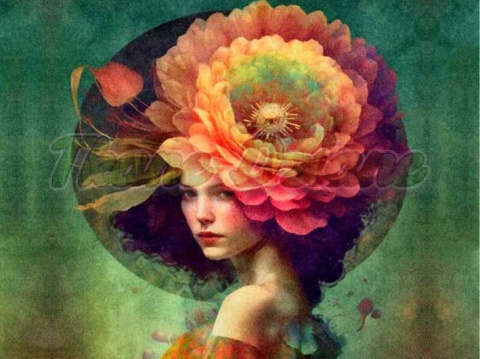 PANEL DRUKOWANY KOBIETA Z KWIATAMI WE WŁOSACH NR1