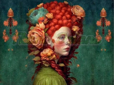 PANEL DRUKOWANY KOBIETA Z KWIATAMI WE WŁOSACH NR 4