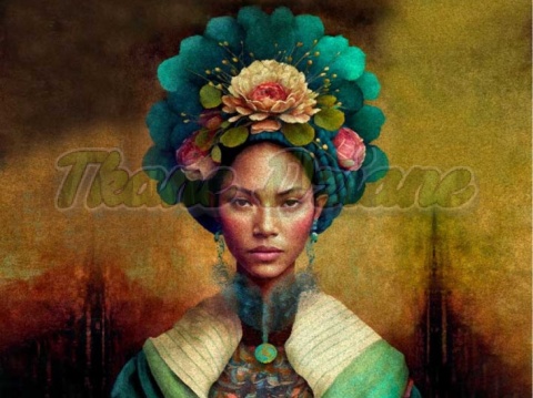 PANEL DRUKOWANY KOBIETA Z KWIATAMI WE WŁOSACH NR 5