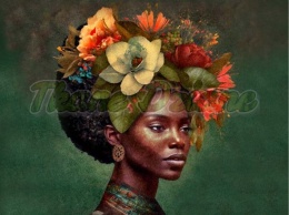 PANEL DRUKOWANY KOBIETA Z KWIATAMI WE WŁOSACH NR 8