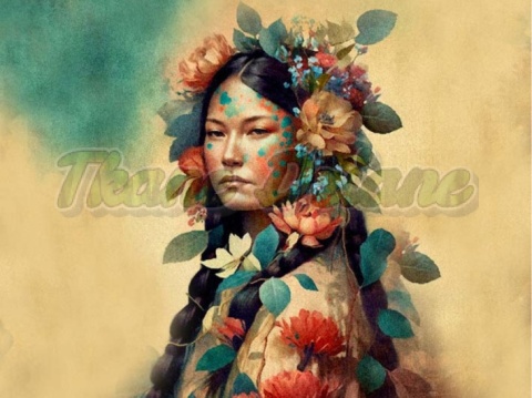 PANEL DRUKOWANY KOBIETA Z KWIATAMI WE WŁOSACH NR 9