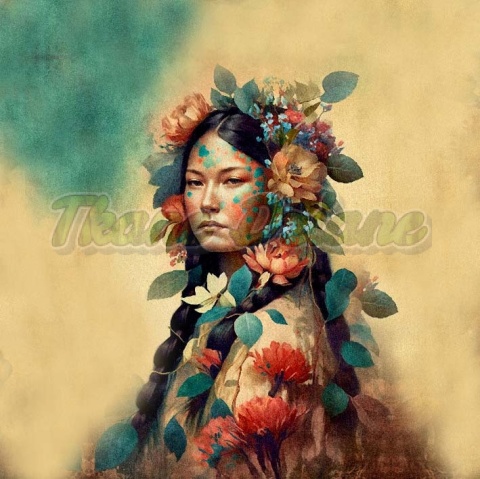 PANEL DRUKOWANY KOBIETA Z KWIATAMI WE WŁOSACH NR 9