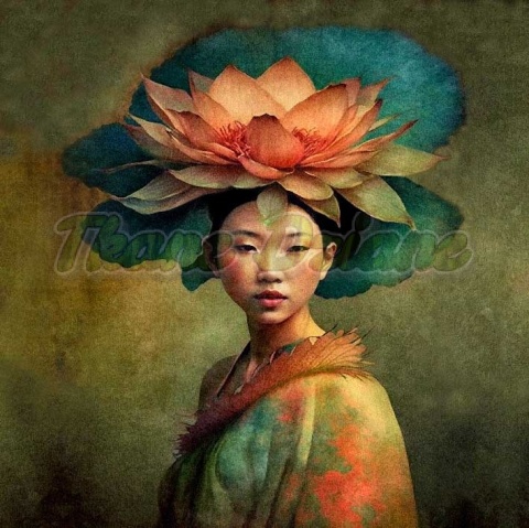 PANEL DRUKOWANY KOBIETA Z KWIATAMI WE WŁOSACH NR 2