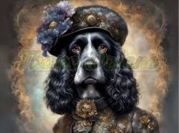 PANEL DRUKOWANY ANGIELSKI COCKER SPANIEL W KAPELUSZU NR 11
