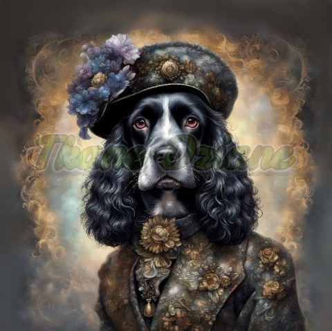 PANEL DRUKOWANY ANGIELSKI COCKER SPANIEL W KAPELUSZU NR 11