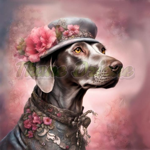 PANEL DRUKOWANY PSY W KAPELUSZCH NR 2