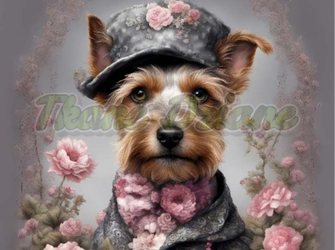 PANEL DRUKOWANY PSY W KAPELUSZCH NR 5