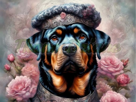 PANEL DRUKOWANY ROTTWEILER W KAPELUSZU NR 18