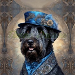 PANEL DRUKOWANY CZARNY TERRIER ROSYJSKI W KAPELUSZU NR 13