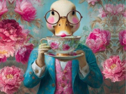 PANEL DRUKOWANY ZWIERZĘTA W PIWONIACH- GĘŚ NR 1