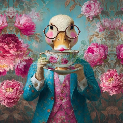 PANEL DRUKOWANY ZWIERZĘTA W PIWONIACH- GĘŚ NR 1