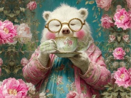 PANEL DRUKOWANY ZWIERZĘTA W PIWONIACH- NIEDŹWIEDŹ NR 7