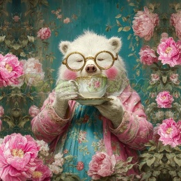 PANEL DRUKOWANY ZWIERZĘTA W PIWONIACH- NIEDŹWIEDŹ NR 7