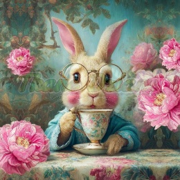 PANEL DRUKOWANY ZWIERZĘTA W PIWONIACH- ZAJĄC NR 9