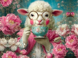 PANEL DRUKOWANY ZWIERZĘTA W PIWONIACH- OWCA NR 2