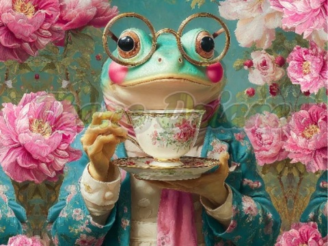 PANEL DRUKOWANY ZWIERZĘTA W PIWONIACH- ŻABA NR 5