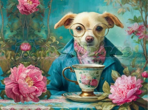 PANEL DRUKOWANY ZWIERZĘTA W PIWONIACH- PIES NR 4