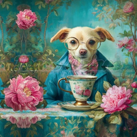 PANEL DRUKOWANY ZWIERZĘTA W PIWONIACH- PIES NR 4