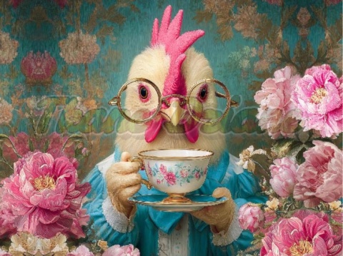 PANEL DRUKOWANY ZWIERZĘTA W PIWONIACH- KURA NR 6