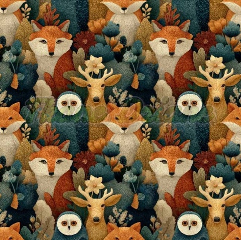 TKANINA DRUKOWANA LEŚNE ZWIERZĘTA NR 1
