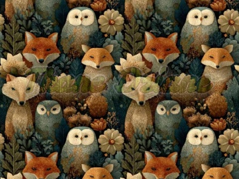 TKANINA DRUKOWANA LEŚNE ZWIERZĘTA NR 3