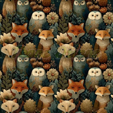 TKANINA DRUKOWANA LEŚNE ZWIERZĘTA NR 3