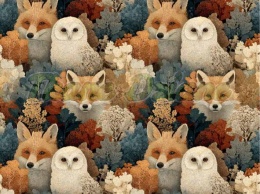 TKANINA DRUKOWANA LEŚNE ZWIERZĘTA NR 4