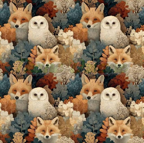 TKANINA DRUKOWANA LEŚNE ZWIERZĘTA NR 4