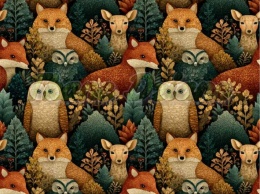 TKANINA DRUKOWANA LEŚNE ZWIERZĘTA NR 5