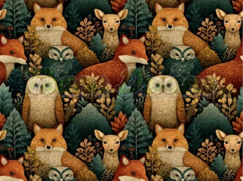 TKANINA DRUKOWANA LEŚNE ZWIERZĘTA NR 5