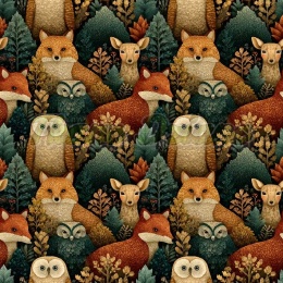 TKANINA DRUKOWANA LEŚNE ZWIERZĘTA NR 5