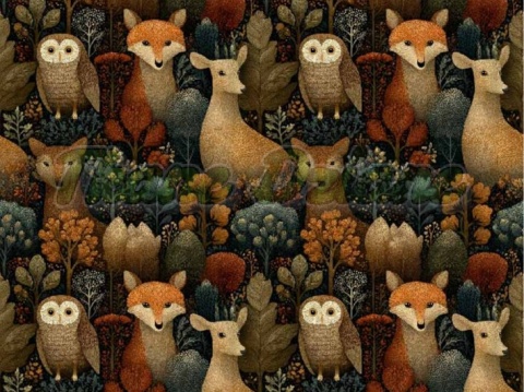 TKANINA DRUKOWANA LEŚNE ZWIERZĘTA NR 6