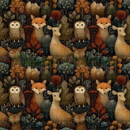 TKANINA DRUKOWANA LEŚNE ZWIERZĘTA NR 6