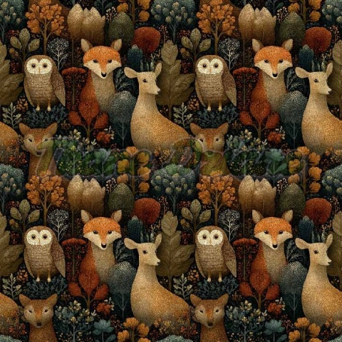 TKANINA DRUKOWANA LEŚNE ZWIERZĘTA NR 6