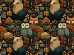 TKANINA DRUKOWANA LEŚNE ZWIERZĘTA NR 7