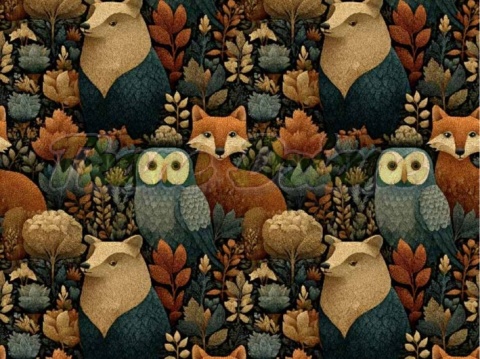 TKANINA DRUKOWANA LEŚNE ZWIERZĘTA NR 7