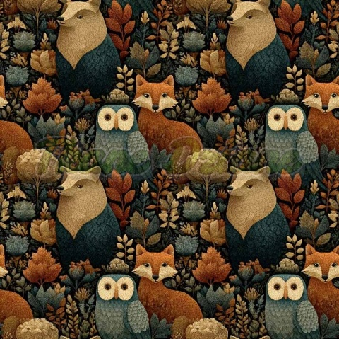 TKANINA DRUKOWANA LEŚNE ZWIERZĘTA NR 7