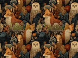 TKANINA DRUKOWANA LEŚNE ZWIERZĘTA NR 8