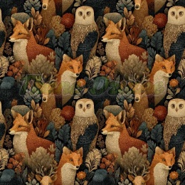 TKANINA DRUKOWANA LEŚNE ZWIERZĘTA NR 8