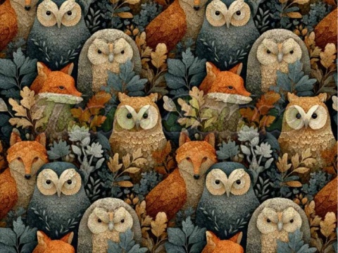 TKANINA DRUKOWANA LEŚNE ZWIERZĘTA NR 9