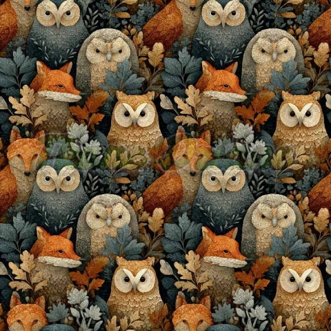 TKANINA DRUKOWANA LEŚNE ZWIERZĘTA NR 9