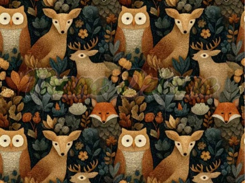 TKANINA DRUKOWANA LEŚNE ZWIERZĘTA NR 10