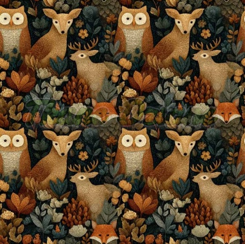 TKANINA DRUKOWANA LEŚNE ZWIERZĘTA NR 10