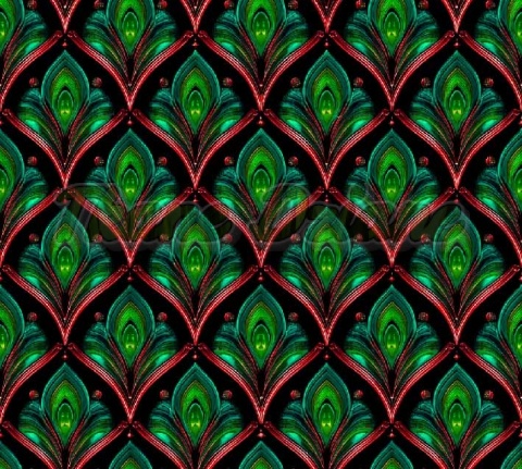 TKANINA DRUKOWANY PAWIE PIÓRO NR 10