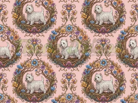 TKANINA DRUKOWANY PSY- WEST HIGHLAND TERRIER NR 10