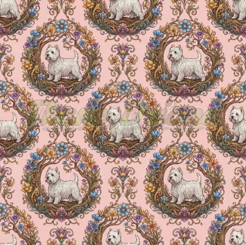 TKANINA DRUKOWANY PSY- WEST HIGHLAND TERRIER NR 10